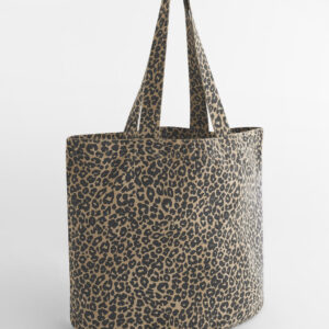 Geantă shopper din pânză cu imprimeu tip leopard