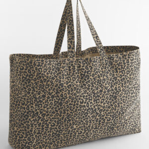 Leopard Print Canvas Oversized Tote Bag